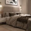 سرير فردي خشب ام دي اف وقطيفة 120×120×195 سم - بيج