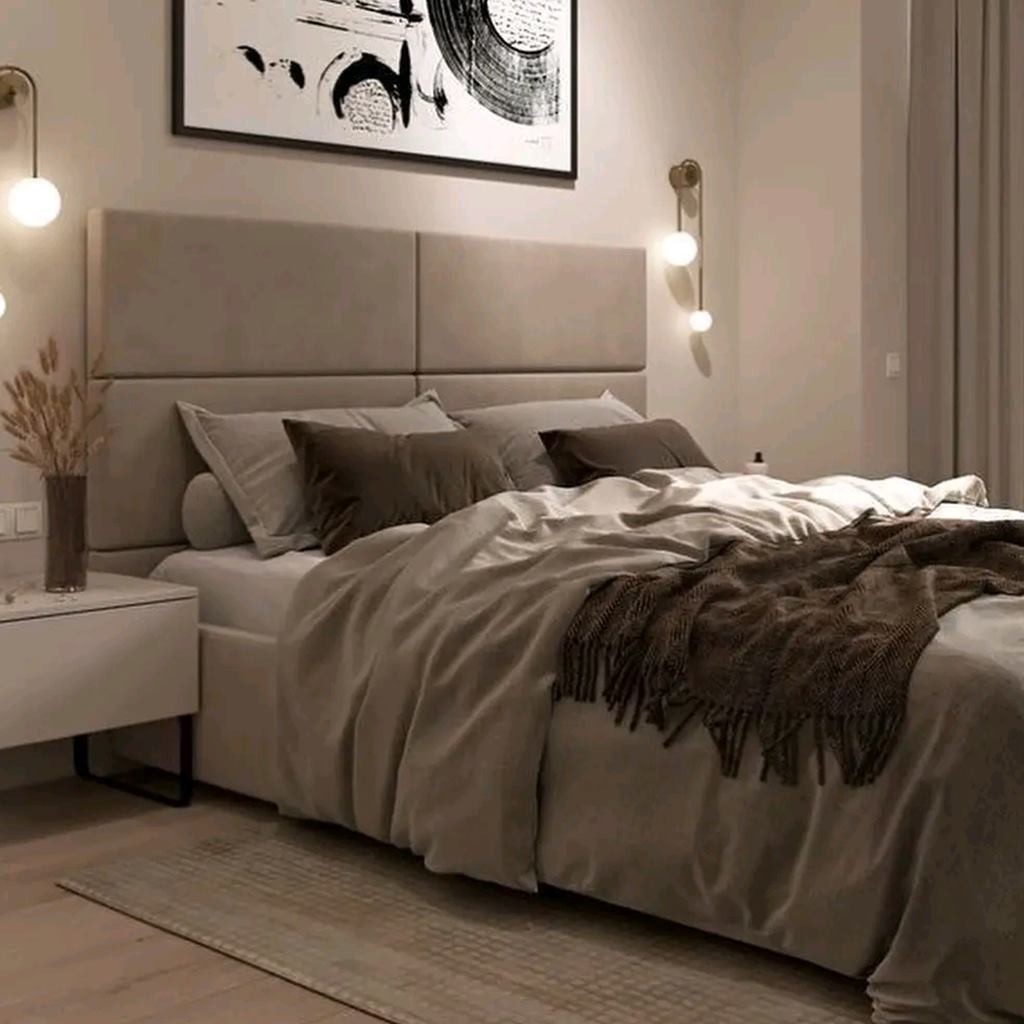 سرير فردي خشب ام دي اف وقطيفة 120×120×195 سم - بيج