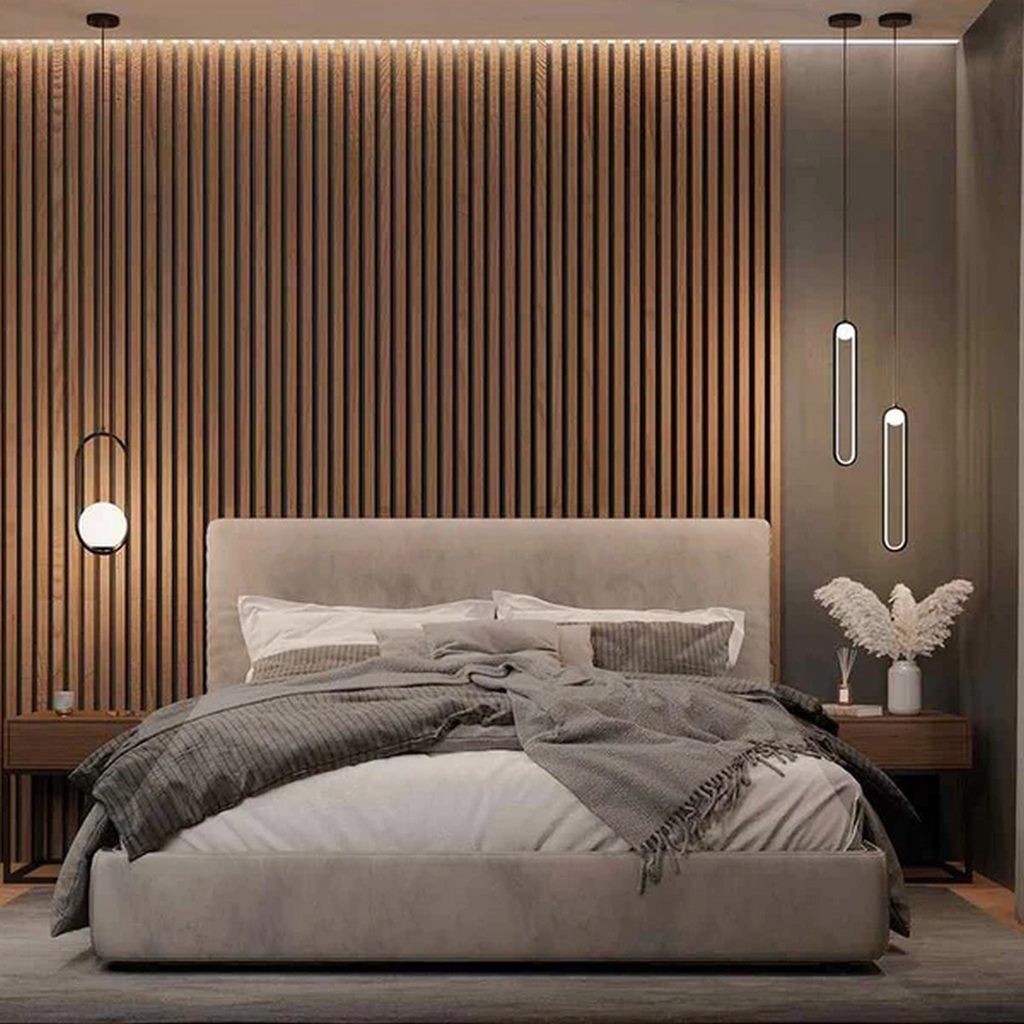 سرير كوين خشب ام دي اف و قماش هامر قطيفة 150×120×195 سم - بيج
