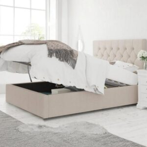 سرير كينج خشب كونتر و قماش قطيفة 120×160×200 سم - بيج